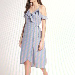Nordstrom BP Stripe Ruffle Wrap Dress